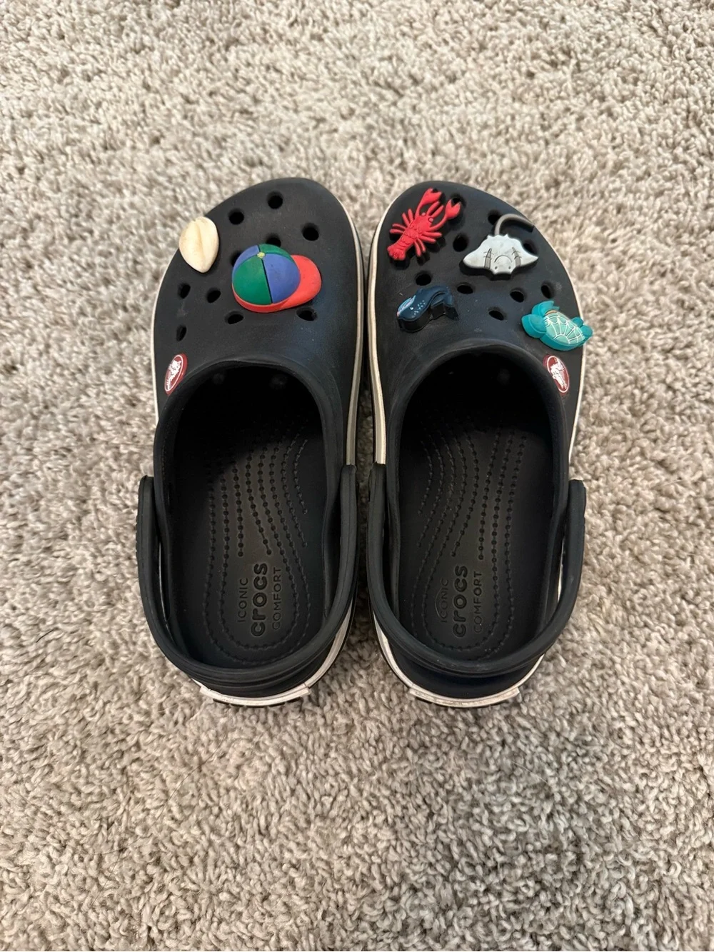 CROCS Kids Black Clog Sandals with Beach Charms